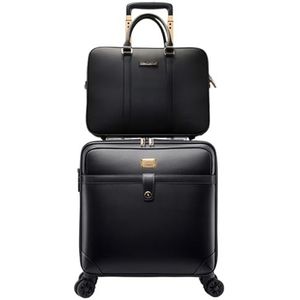 Zakelijke Reisbagage 2-delige Trolleytas Reistas In Handbagageformaat Kunstleer Handbagage Met Wielen Draagbare Koffers (Color : B, Size : 20inch)