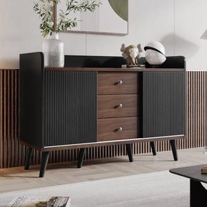 Aunvla Dressoir met DRIE laden, prachtige nerf. Sideboard voor slaapkamer en woonkamer, modern houtkleurig dressoir met opbergplanken. H80/L 117,5/T40 cm