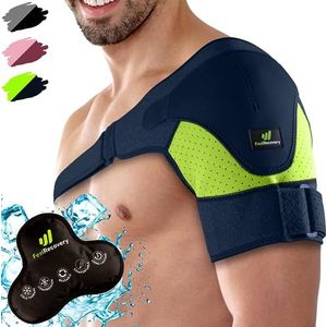 Schouderbrace met Gel Warm-Koud Kompres Damen & Heren - Sport Schouder Brace Rotatormanchetten bij Ontwrichting & Peesontsteking - Neopreen Schouderbandage Linker- en Rechterarm (Groen, L/XL)