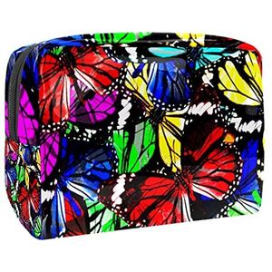 Make-uptas voor dames,waterdichte make-uptas,cosmetische reistas,moderne kleurrijke vlinder Afdrukken