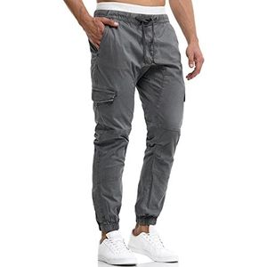 Indicode Levi Cargobroek voor heren, van katoen, met 6 zakken, lange, regular fit, cargobroek, vrijetijdsbroek, wandelbroek, trekking-broek, outdoorbroek voor heren, grijs (iron), M