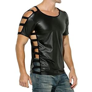 Manview Latex vergelijkbaar herenbovenstuk, Shirt uitgesneden zwart, L