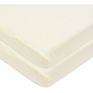 American Baby Company 100% natuurlijk katoen Value Jersey gebreid getailleerd draagbaar/mini-wieglaken, ecru, zacht ademend, voor jongens en meisjes, 2 stuks