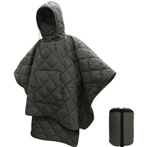 UBOHUZ Camo deken waterdichte isolatie poncho winter warme voering voor outdoor camping wandelen jacht survival noodslaapzak voor wandelen (groen)