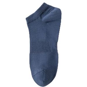 Heren lente en zomer nieuwe boot sokken katoenen mesh bedrukte sokken veelzijdige lage effen kleur sportsokken(Navy Blue)