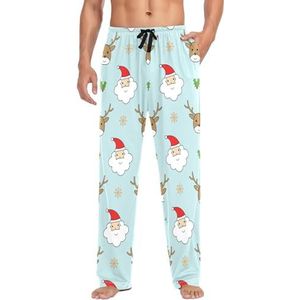 LI ZHI XIN Heren Pyjama Broek Lange Pyjama Bodem Lente Herfst Dunne Losse Stijl Elastische Taille Tie Strap Met Zak S-XXL Vader Kerst Patroon, Meerkleurig, S