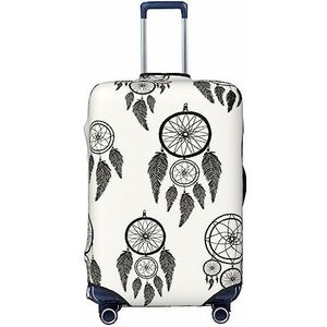 UNIOND Grijze dromenvanger bedrukte bagage cover elastische reiskoffer cover protector fit 18-32 inch bagage, Zwart, L