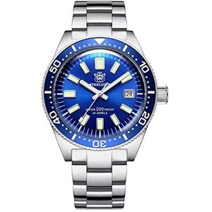 Steeldive SD1962 200 M Waterbestendig 62MAS Mannen Duiker Horloge Keramische Bezel Saffierglas NH35 Automatische Mechanische Horloges, Blauw, Mechanische duiker,