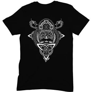 Viking Compass Warrior Tattoo Vegvisir T-shirt voor heren, Zwart, M