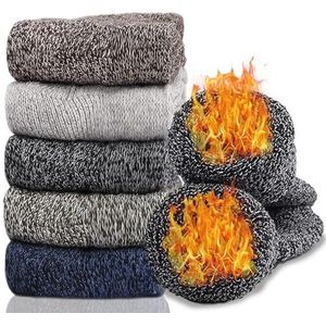 Hocerlu Thermosokken voor dames, dikke warme knuffelsokken voor dames, 5 paar, wintersokken, wollen sokken, kleurrijk, zacht, wandelsokken, cadeau, sokken voor vrouwen, EU-maat 35-42,