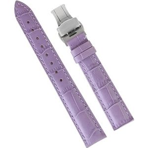 dayeer Dames lederen horlogeband voor PP Horlogeband voor Omega Horlogeband voor Tissot damesarmband (Color : Purple silver, Size : 13mm)