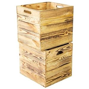 Kistenkolli Altes Land Set van 2 houten kisten geschikt voor Kallax rek en Expidit rekken afmetingen 33 x 37,5 x 32,5 cm (gevlamd)
