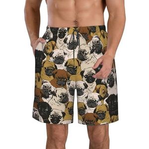 Romantische Parijs Eiffeltoren Fietsen Print Heren Zwemplank Shorts Zwembroek Trunks Badmode Sneldrogende Surfen Strand Essentiële Zomer, Imagen De Pug, XXL