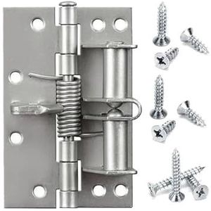 Deurveerscharnier, Zelfuitlijnende scharnieren met veer, 90 graden positionering, automatisch sluitend, 4 inch, veelkleurig(Silver)