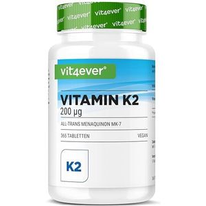 Vitamine K2 MK7-365 tabletten - 200 µg per tablet - All-trans gehalte >99,7% MK-7 menaquinon - Hoog gedoseerd - Geen ongewenste toevoegingen - Veganistisch