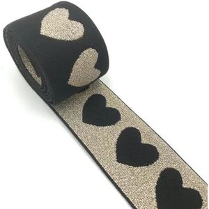 1M/partij 27/40mm Hart Ster Luipaard Glitter Zilveren Elastiekjes Jacquard Elastisch Lint Voor Kledingstuk Broeken DIY Naaien Accessoire-hart goud-27mm