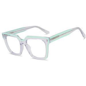 Geschenken voor halloween, Vierkante acetaat unisex brilmonturen met blauwe lichtlenzen, veelkleurig(Mint Green)