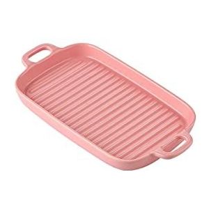 Braadpan for oven, keramische kleine bakvormen met handvat ovenschaal, braadlasagne pan braadpan kleine rechthoekige bakvormen (6,1 inch), roze (Color : Pink, Size : -)