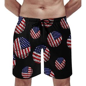 USA Flag Volleybal Heren Zwembroek Casual Beach Shorts met Compressie Liner Sneldrogende Badmode met Zakken XL