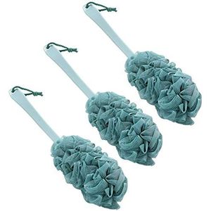 Nutteri 3 Pack rugschrobber lange handgreep badborstel zachte mesh spons exfoliërende body scrub rugreiniger Loofah badkamer douche accessoires voor vrouwen en mannen (groen)