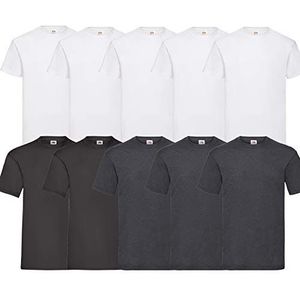 Fruit of the Loom T-shirt, voor heren (per 10 stuks verpakt), 5 wit/3 donkergrijs/2 zwart., XL