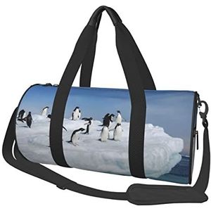 Sporttas Reizen Duffel Bag Sneeuw Mountain Penguin Print Overnachtingstas, Zwart, Eén maat, Reisplunjezak