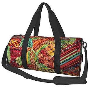 Sporttas Reizen Duffel Bag Afrikaanse Textiel Patchwork Print Overnachtingstas, Zwart, Eén maat, Reisplunjezak