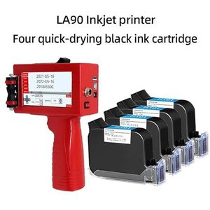 Mini Inkjet Printer Mini Draagbare Printer, 2D Barcode Handheld Printer, Patroon Label Verpakking Coder, Inkjet Kleur Vervagingsbestendig instelbare afdrukhoogte(Printer-4 black ink)