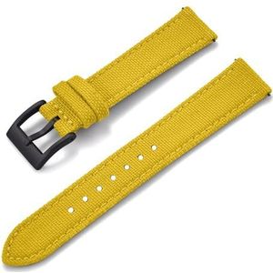 ZHGUIMING Nylon leren horlogeband 18mm 20mm 22mm band Canvas nylon horlogeband snel los te maken bandjes for Huawei Watch GT2 GT3 42mm riem(Yellow-Black,18mm)