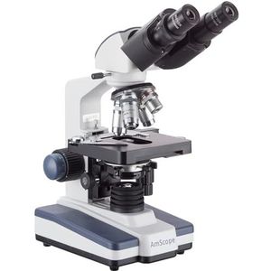AmScope 40x-2500X LEIDENE Laboratorium Binoculaire Samenstellingsmicroscoop met 3D-Stadium met 50pc Lege Dia's