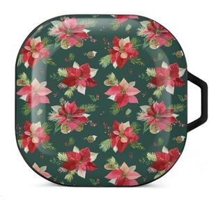 Vintage poinsettia bloemen oordopjes hoesje compatibel met Samsung hard shell beschermhoes zwart-stijl