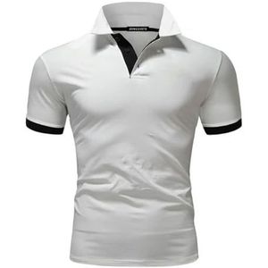 LQHYDMS T-shirts Mannen Mannen Shirt Tennis Shirt Dot Grafische Plus Size Print Korte Mouw Dagelijkse Tops Basic Streetwear Golf Shirt Kraag Business, Wit, XL