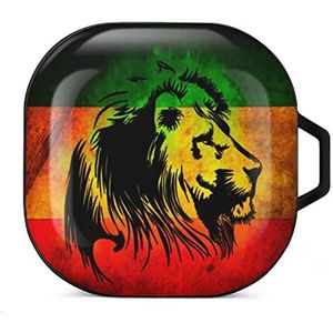 Lion Reggae Jamaica Oordopjes Hoesje Compatibel met Samsung Hard Shell Beschermhoes Zwart-Stijl