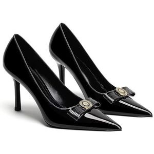 Schoenhakken-elegante pumps voor dames-stiletto-sexy stiletto-sexy naaldhak-puntige teen open avond-feest-luxe gesp modieuze schoen dames hak 5-CHC-19, 1 x zwart., 37 EU