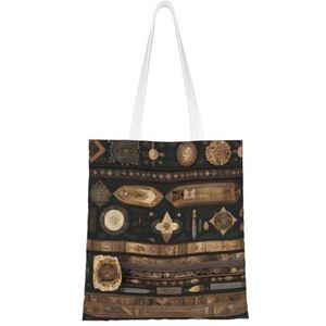 LamaMe Bohemian Style 12ann Herbruikbare Canvas Tote Voor Winkelen Strand Moederdag Gift Bag, Zwart, Eén maat