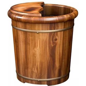 TT-YEC Massief Cederhouten Voetenbadset, Houten Voetenbad Met Massager En Deksel, Vintage Gecarboniseerd Voetenbad, Voetenbad, Verzorgend Voetenbad,H26cm