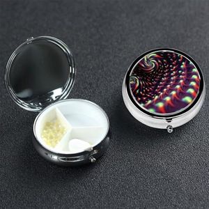 Pillendoosje 3 compartimenten pillendoos draagbare metalen pillenorganizer schattige reispillencontainer fantasie sci-fi duizeligheid vitamine organizer voor portemonnee zak reizen cadeau