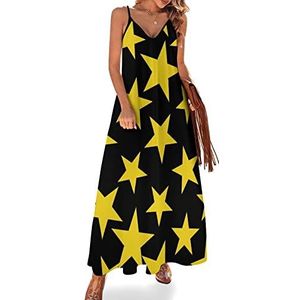 Vlag ster vrouwen sling maxi jurken V-hals casual mouwloze verstelbare riem sexy lange jurk