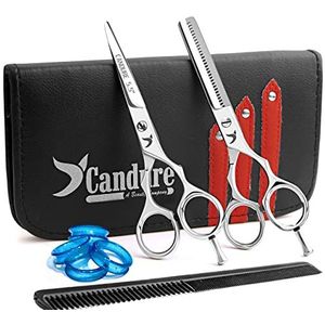 Candure Kappersschaar Set 5.5, haarknippen schaar met Etui voor Salons Kapper, Heren, Dames, roestvrijstalen (2H) (Japans 5.5"")