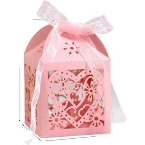 20/30/50PCS Liefde Hart Laser Gesneden Dozen Snoep Met Lint Gunsten Doos Baby Shower Bruiloft Souvenirs Geschenken voor Gasten Party Supply-pink5x5x8cm,China,50pcs