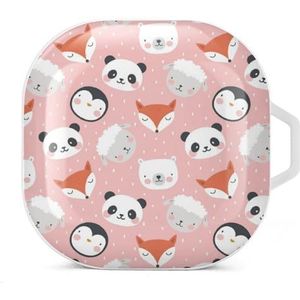 Panda Bear Fox schapen en pinguïn oordopjes hoesje compatibel met Samsung hard shell beschermhoes wit stijl