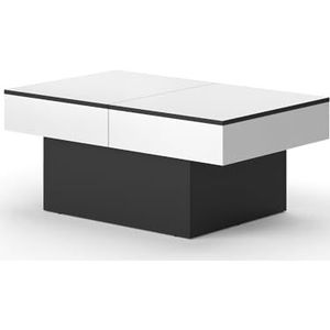 Livinity Salontafel Boto zwart wit 95 x 40 cm uittrekbaar