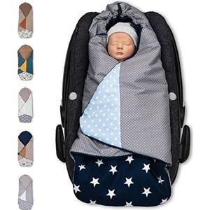 ULLENBOOM maxi cosi deken l Universeel geschikt voor kinderzitjes en babykuipjes in kinderwagens l 0-9 maanden I blauw lichtblauw grijs