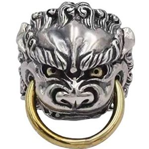 VCLUST Damesring, Chinese ring, verstelbare Chinese ring S925 zilver vintage beest hiphop verstelbare ring