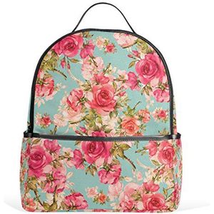 ALAZA mooie rozen vintage bloemen rugzak voor jongens meisjes school boekentas