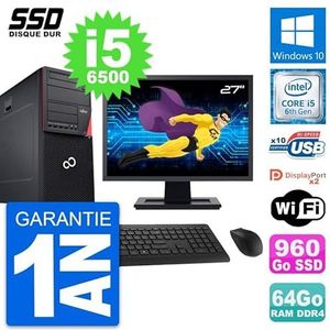 Fujitsu PC Tower P756, display 27 inch (69,9 cm), Intel i5-6500, 64 GB, SSD 960 GB, Windows 10, WiFi (gereviseerd)