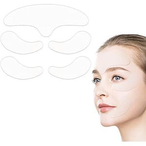 PHCOMRICH Herbruikbare Set Anti-rimpelpleisters 100% Medische Kwaliteit Gezichtssiliconen 5 Pads Verminderen Gladde Rimpels Fijne Lijntjes Glimlachlijnen rond Voorhoofd Ogen Mond Unisex