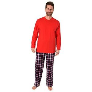 Normann Lange herenpyjama met flanellen broek in ruitlook, rood, 54