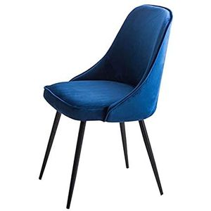 GEIRONV 45×43×80cm Zachte Fluwelen Eetkamerstoel,Moderne Eenvoud Zwarte Benen Lounge Stoel voor Hotelonderhandeling Bureaustoel 1 Stuk Eetstoelen (Color : Blue, Size : 45x43x80cm)