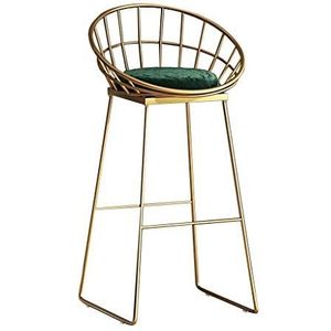 Maaltijd Stoelen Moderne barkrukken, voetenbank, gestoffeerde eetkamerstoelen, toonbankhoogte | fluwelen kussen en gouden metalen poten for bar, pub, eetkamer, keuken(Green,75cm)